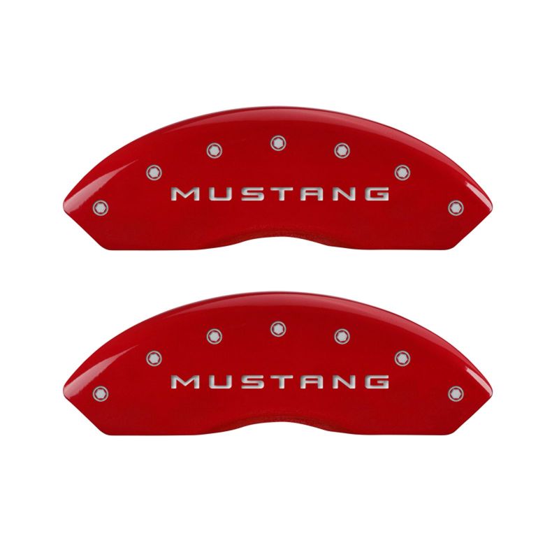 Set of 4: Red finish, Silver Mustang / GT - MGP Caliper Covers - 10198SMGTRD