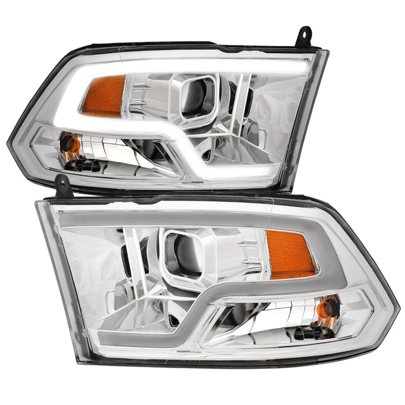 Projector Headlight Set w/Halo; w/Plank Style Design; Chrome; Pair;  2009-2010 Dodge Ram 1500 - Anzo USA - 111405