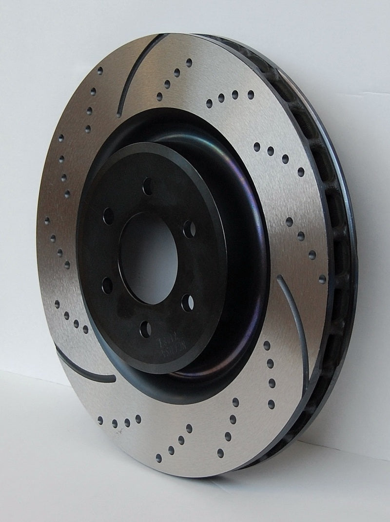 TRQ Front Performance Brake Rotor Drilled Slotted Pair Set for