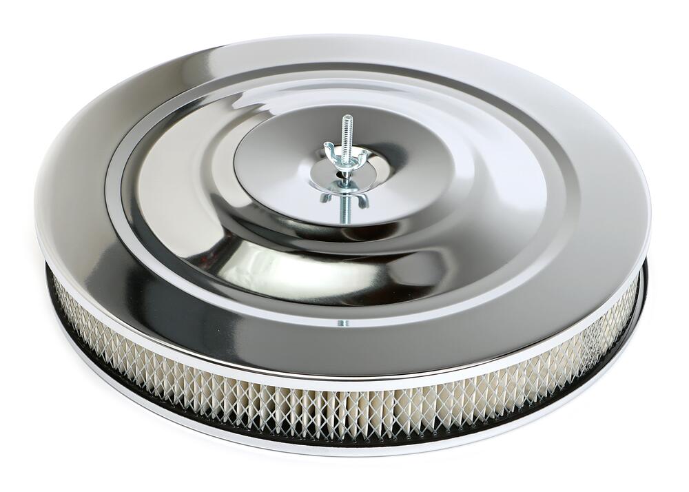 PERFORMANCE-Style Air Cleaner;14 in. Dia; 2-1/8 in. Tall; Recess Base-CHROME - Trans-Dapt Performance - 2147