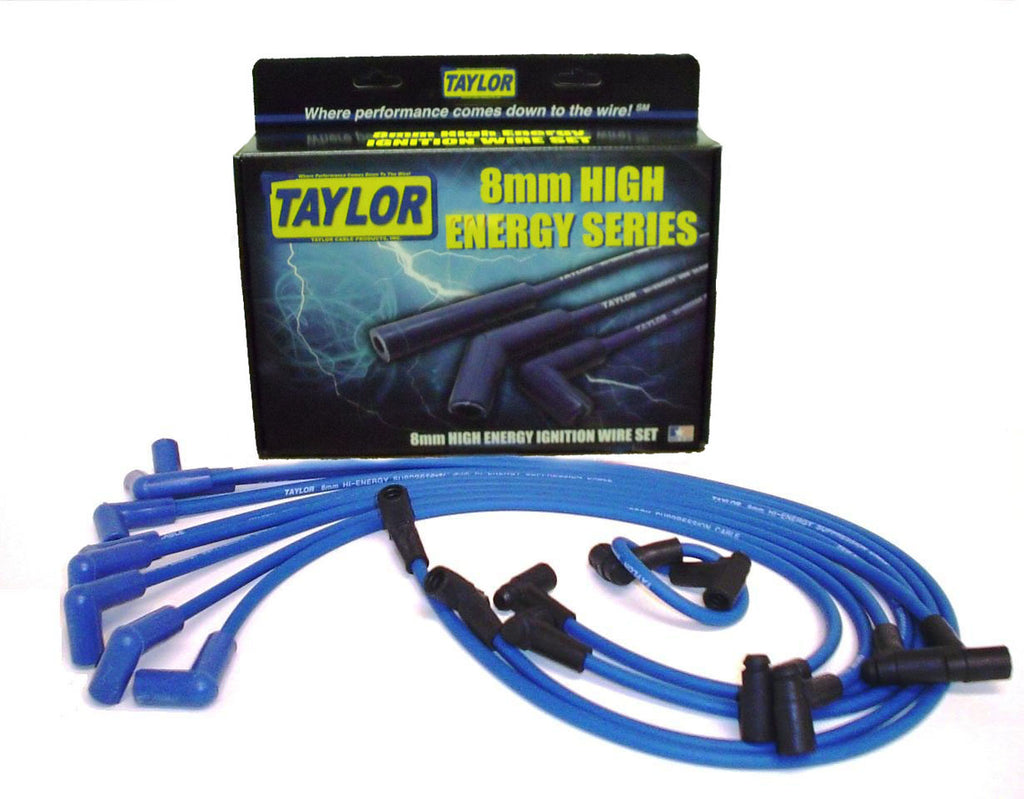 High Energy 8mm Ignition Wire Set; Custom Fit; Resistor Core; Blue; - Taylor Cable - 64628
