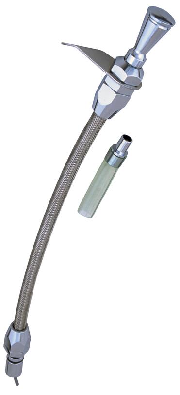 Aluminum Transmission Dipsticks;14 in. Braided Tube; for Push-in style GM TH700R - Trans-Dapt Performance - 8140