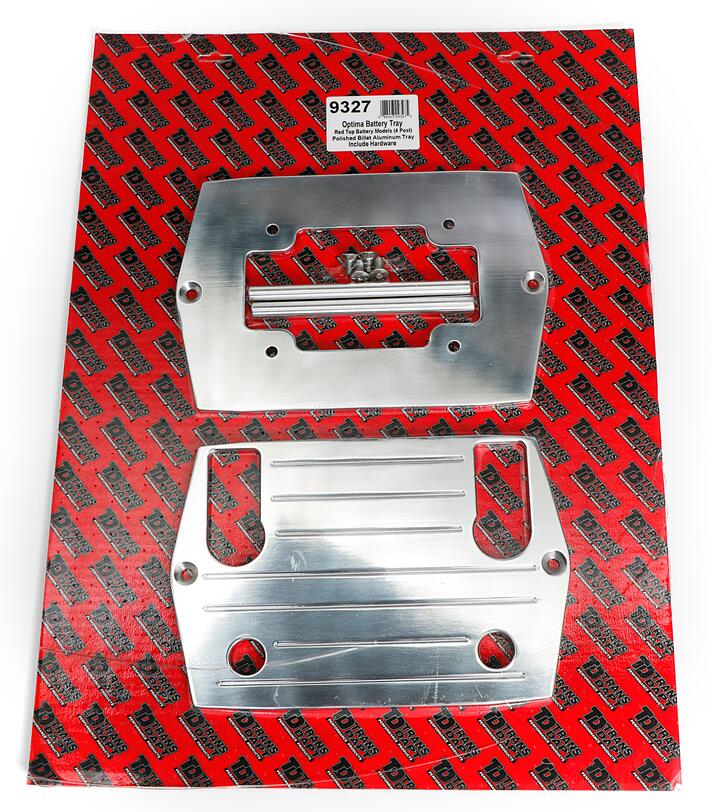 Optima RED TOP (4 post) Battery Tray; PINSTRIPED (ball-milled)-Billet ALUMINUM - Trans-Dapt Performance - 9327