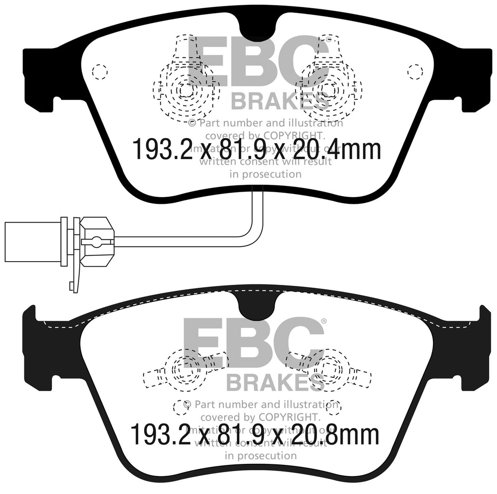Yellowstuff Street And Track Brake Pads; Front Pads; 2013 Bentley Continental - EBC - DP42317R