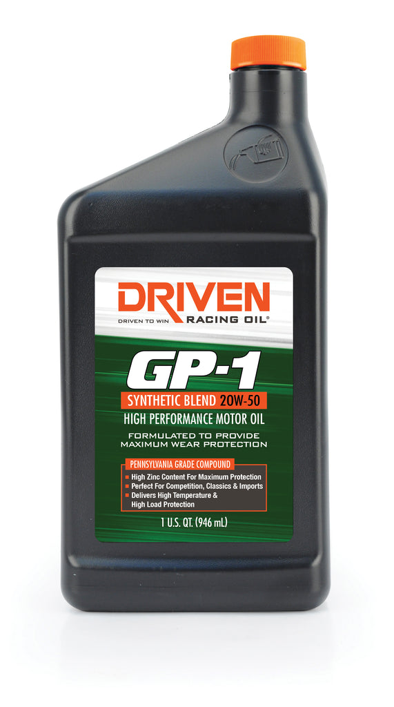 GP1 20W-50 Synthetic Blend Racing Oil - 1 Quart Bottle - Driven Racing Oil, LLC - 19506