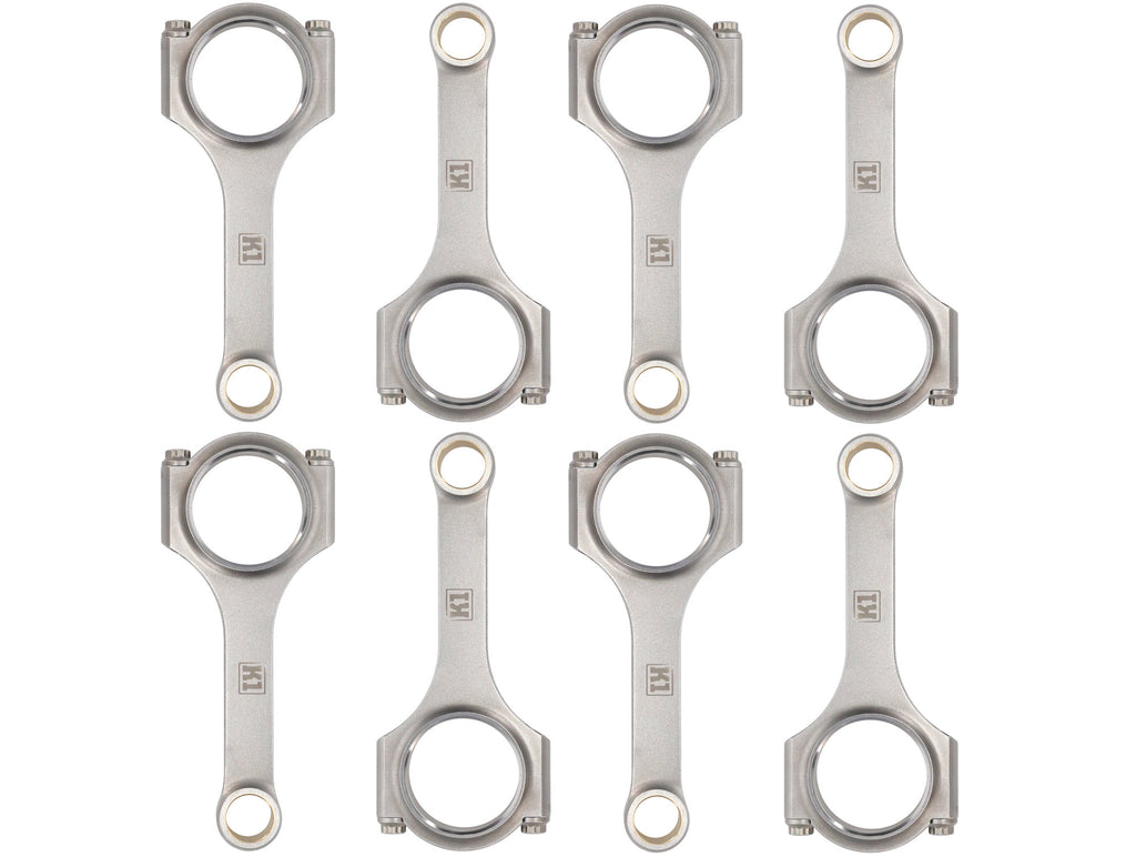K1 Technologies Chevrolet Small Block Connecting Rod Set, 5.850 in. Length, 0.927 in. Pin, 2.225 in. Journal, 7/16 in. ARP 2000 Bolts, Forged 4340 Steel, H-Beam, Set of 8. - 012AD25585