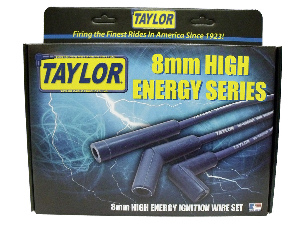 High Energy 8mm Ignition Wire Set; Custom Fit; Resistor Core; Blue; - Taylor Cable - 64628