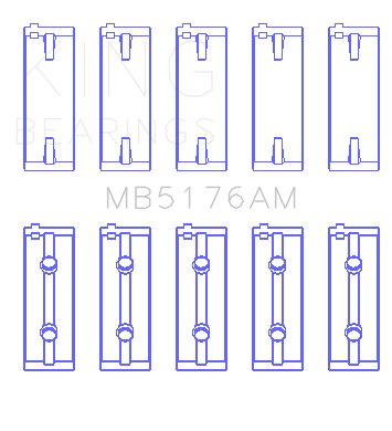 MAIN BEARING SET For MITSUBISHI 4G93,SOHC; bimetal (aluminum base) - King Engine Bearings - MB5176AM0.5