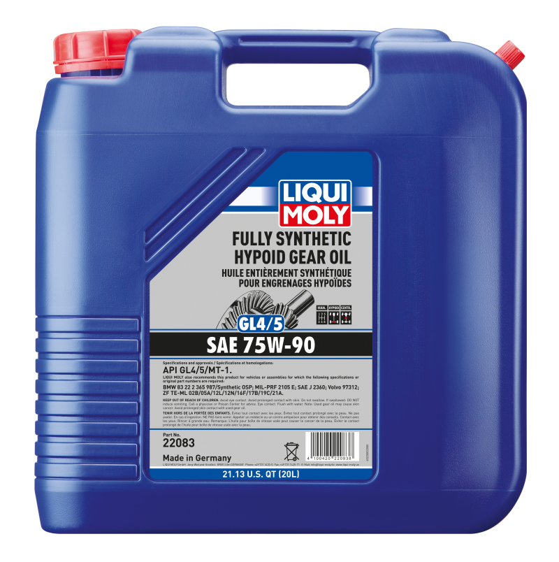 Fully Synthetic Hypoid Gear Oil (GL4/5) SAE 75W-90 - LIQUI MOLY - 22083