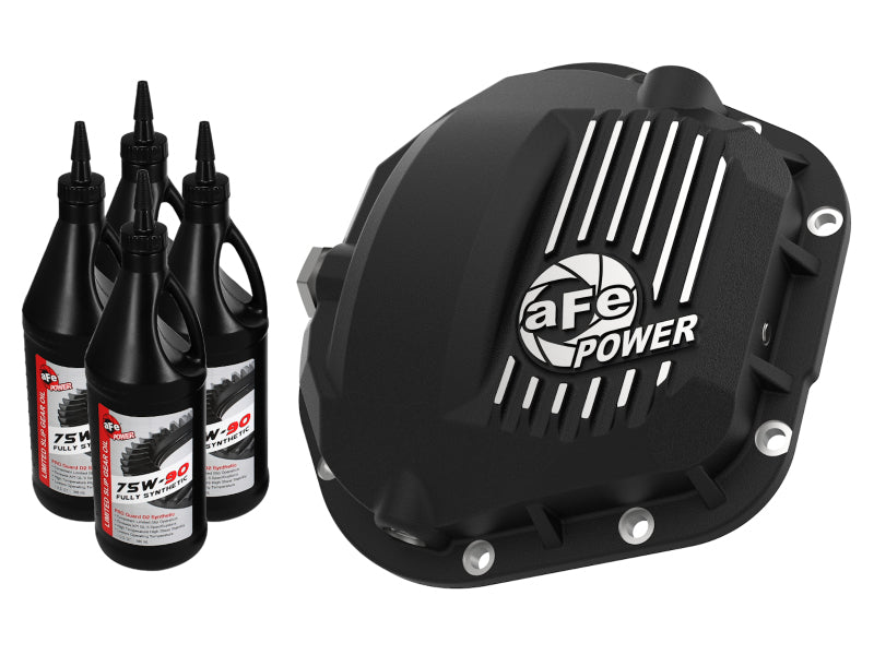 aFe Pro Series Front Diff Cover Black w/ Machined Fins 17-21 Ford Trucks (Dana 60) w/ Gear Oil - aFe - 46-71101B