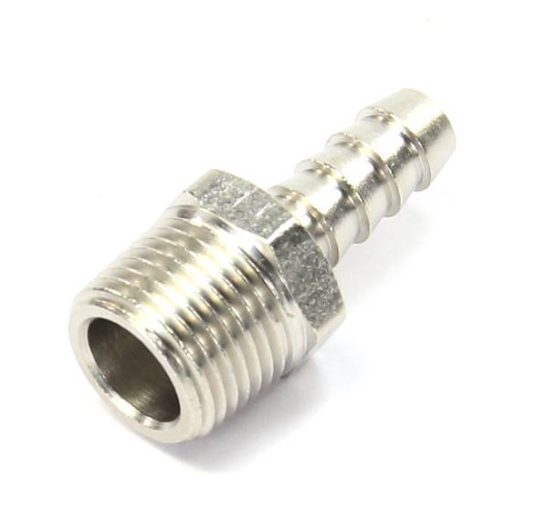 3/8 Inch NPT x 5/16 Inch Straight Hose Barb Fitting Male/Male Silver Nitrous Outlet - Nitrous Outlet - 00-01923-B