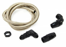 Load image into Gallery viewer, 8AN Pressure Relief Kit 90 Degree to 90 Degree Bulk Head 3 Foot Steel Braided Hose Black Fittings Nitrous Outlet - Nitrous Outlet - 00-35041-B