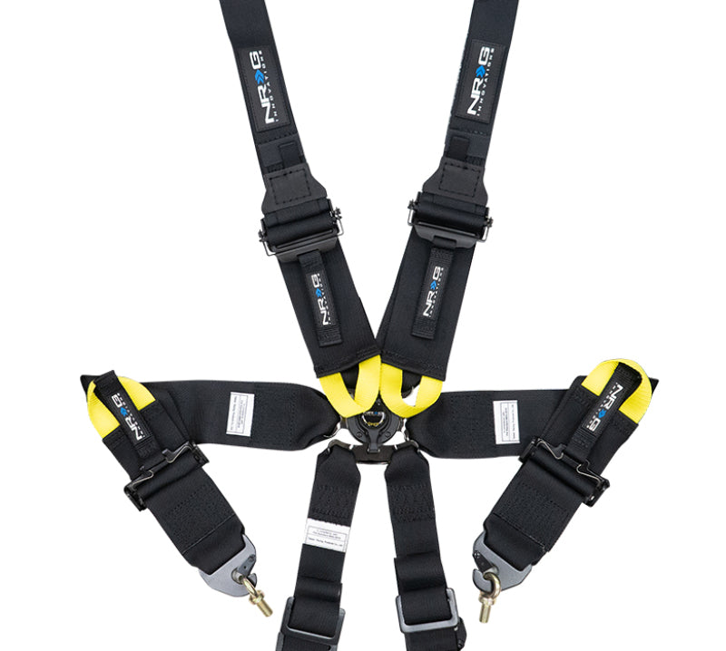 NRG FIA 6pt 2in. Shoulder Belt for HANS Device/ Rotary Cam Lock Buckle/ 3in. Waist Belt - Black - NRG - SBH-HRS6PCBK