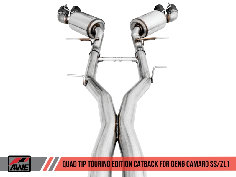 AWE Tuning 16-19 Chevy Camaro SS Res Cat-Back Exhaust -Touring Edition (Quad Diamond Black Tips) - AWE Tuning - 3015-43114