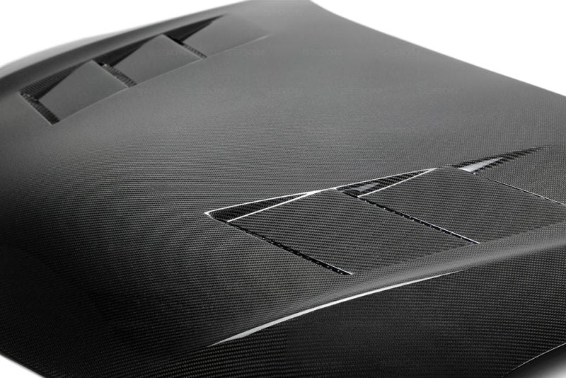 TS-style carbon fiber hood for 2014-2016 Scion TC - Seibon Carbon - HD14SCNTC-TS