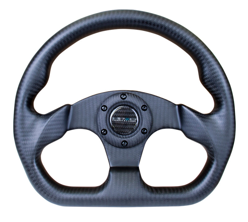 NRG Carbon Fiber Steering Wheel (320mm) Flat Bottom Matte Black Carbon - NRG - ST-009CF/MB