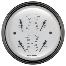 Load image into Gallery viewer, 3-3/8in. QUAD GAUGE; 100 PSI/100-250 deg.F/8-18V/0-90 O; OLD-TYME WHITE - AutoMeter - 1614