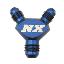 Load image into Gallery viewer, 8AN x 6AN x 6AN BILLET PURE-FLO Y FITTING (BLUE). - Nitrous Express - 16088