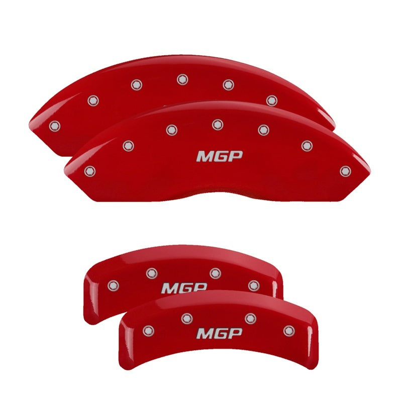 Set of 4: Red finish, Silver Buick / Buick Shield Logo - MGP Caliper Covers - 49005SBSHRD