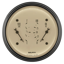 Load image into Gallery viewer, GAUGE; DUAL; FUEL/OILP; 3 3/8in.; 0OE-90OF/100PSI; ELEC; ANTQ BEIGE - AutoMeter - 1824