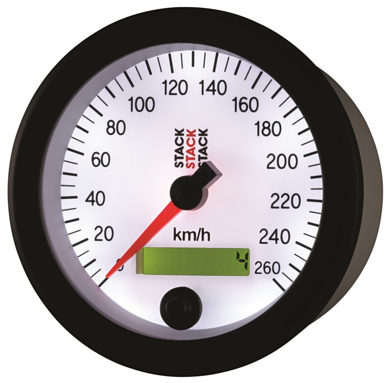 Autometer Stack Instruments 88MM 0-260 KM/H Programmable Speedometer - White - AutoMeter - ST3852