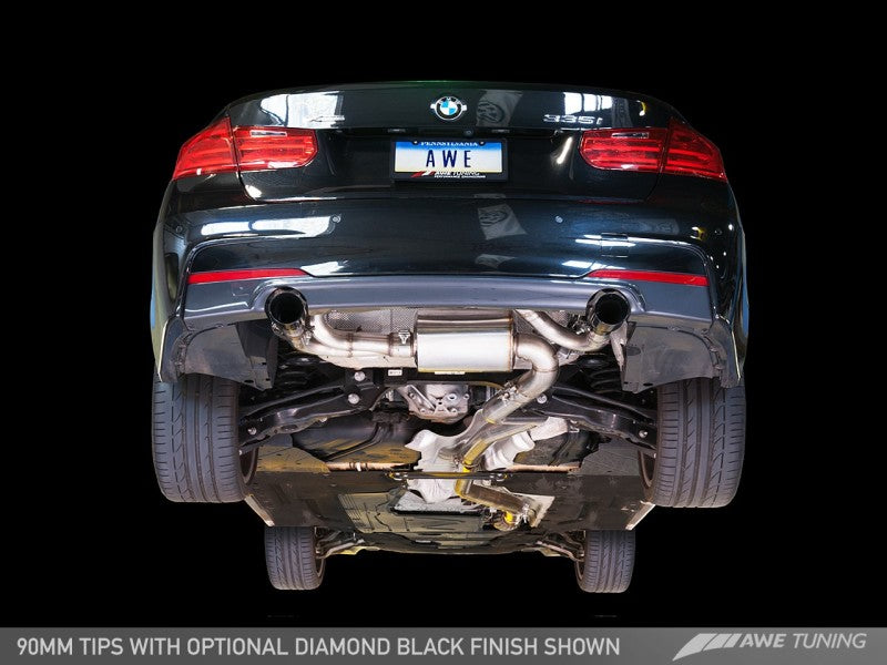 AWE Tuning BMW F3X 335i/435i Touring Edition Axle-Back Exhaust - Chrome Silver Tips (90mm) - AWE Tuning - 3010-32024