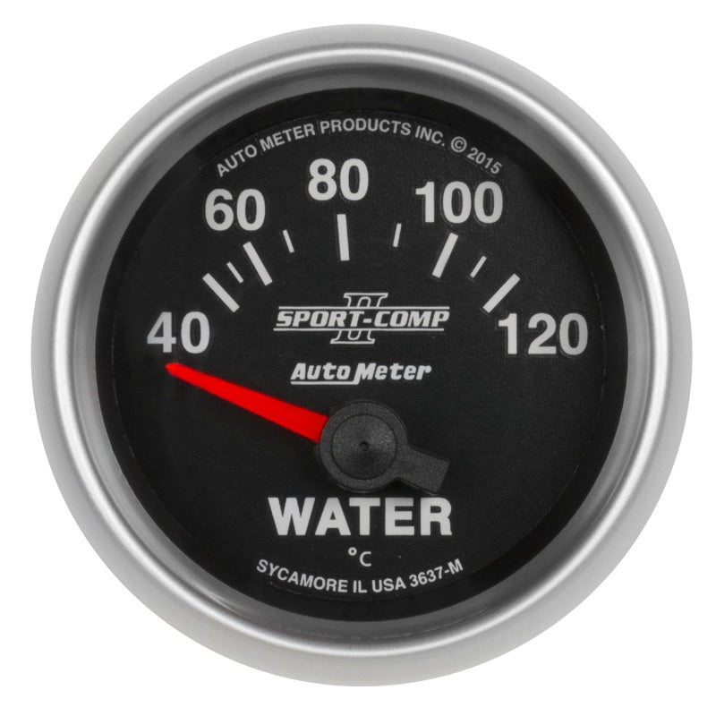 GAUGE; WATER TEMP; 2 1/16in.; 40-120deg.C; ELECTRIC; SPORT-COMP II - AutoMeter - 3637-M