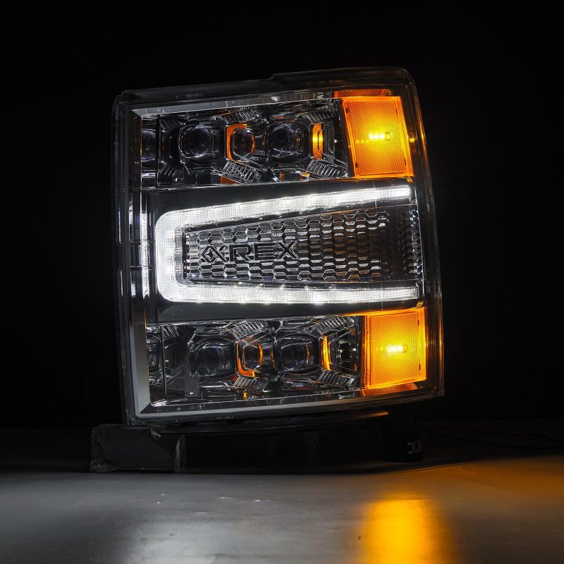 LED Projector Headlights in Chrome 2014-2015 Chevrolet Silverado 1500 - AlphaRex - 880240