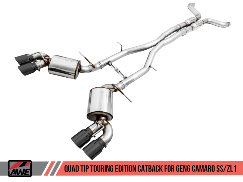 AWE Tuning 16-19 Chevy Camaro SS Non-Res Cat-Back Exhaust -Touring Edition (Quad Diamond Black Tips) - AWE Tuning - 3020-43076