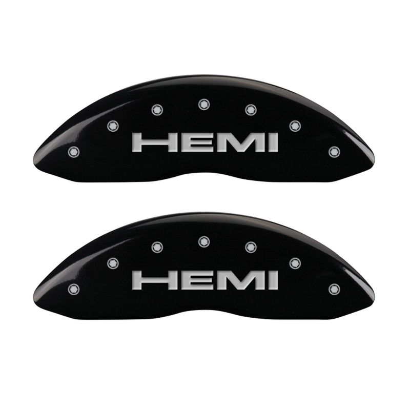 Set of 4: Black finish, Silver Hemi - MGP Caliper Covers - 55001SHEMBK