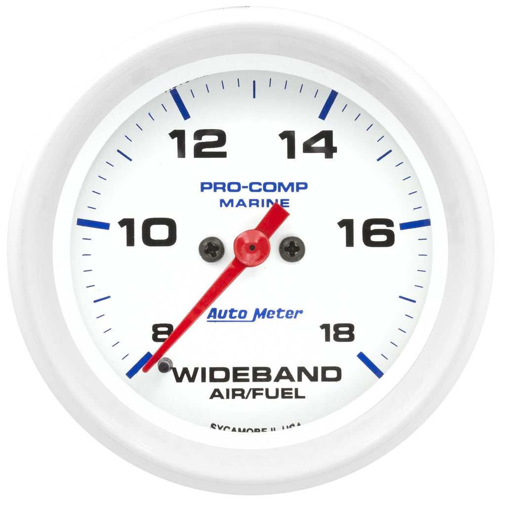 GAUGE; AIR/FUEL RATIO-WIDEBAND; ANALOG; 2 5/8in.; 8:1-18:1; STPR MTR; MARINE WHI - AutoMeter - 200870