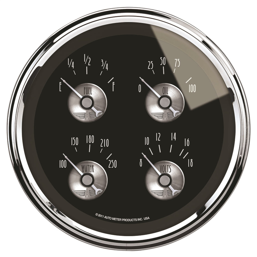 5in. QUAD GAUGE; 100 PSI/100-250 deg.F/8-18V/0-90 O; PRESTIGE BLACK DIAMOND - AutoMeter - 2012
