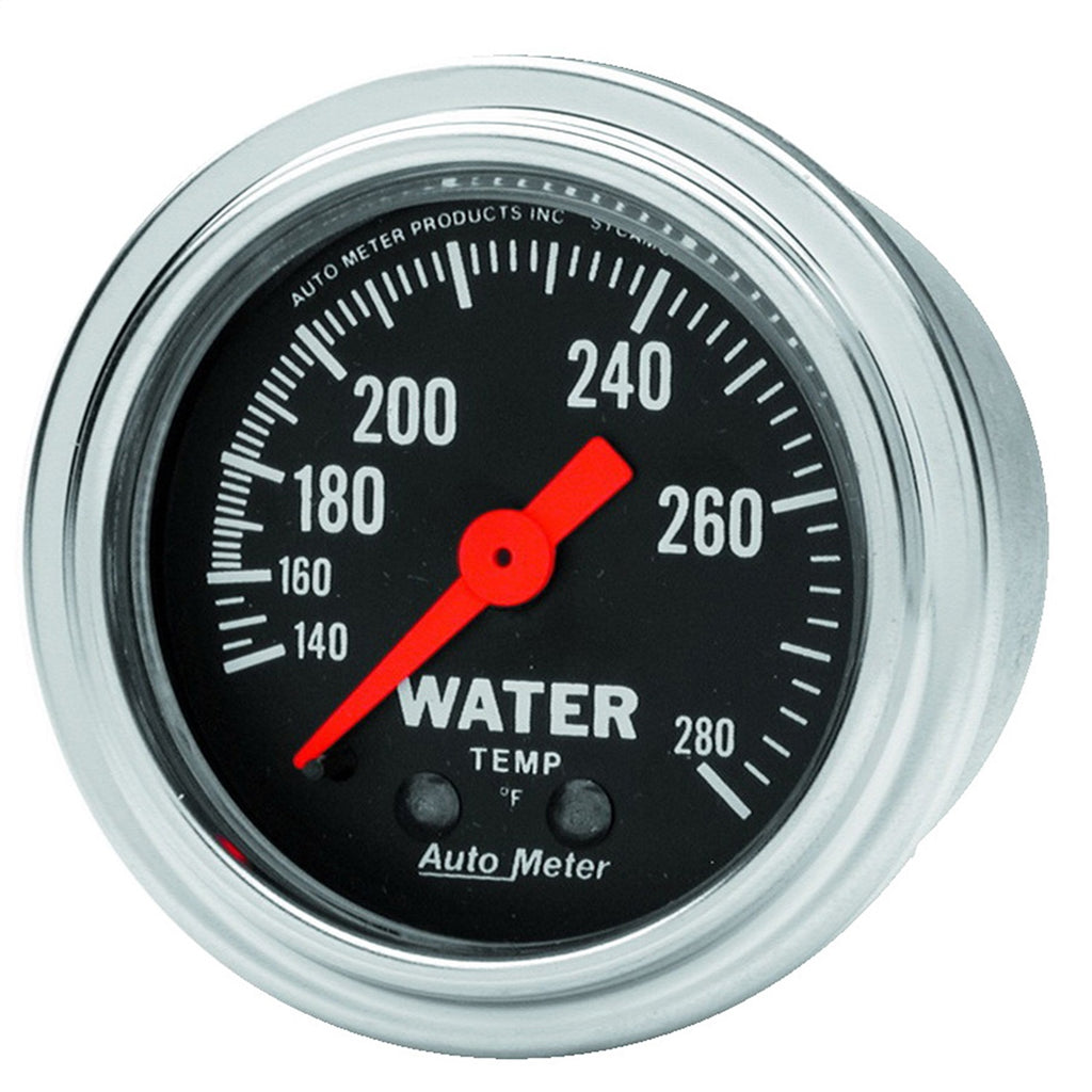 GAUGE; WATER TEMP; 2 1/16in.; 140-280deg.F; MECHANICAL; TRADITIONAL CHROME - AutoMeter - 2431