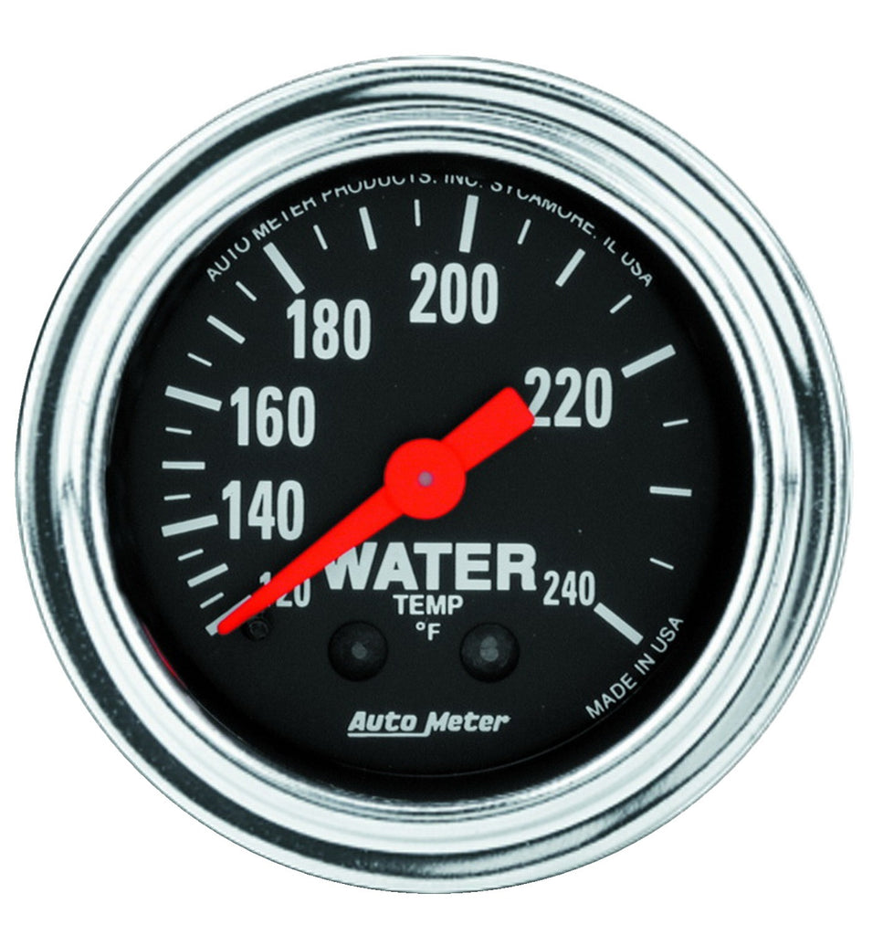 GAUGE; WATER TEMP; 2 1/16in.; 120-240deg.F; MECHANICAL; 12FT.; TRADITIONAL CHROM - AutoMeter - 2433