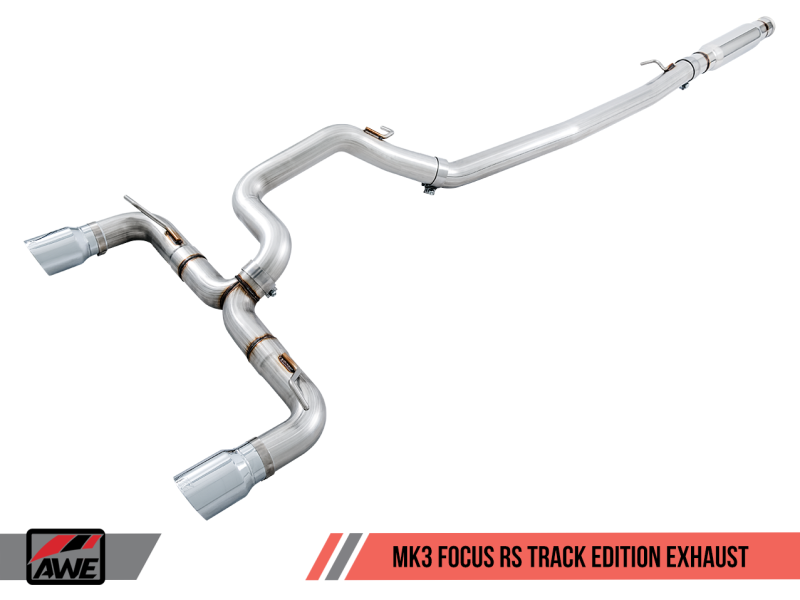 AWE Tuning Ford Focus RS Track Edition Cat-back Exhaust - Chrome Silver Tips - AWE Tuning - 3020-32030