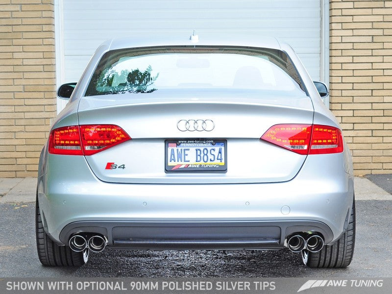 AWE Tuning Audi B8 / B8.5 S4 3.0T Track Edition Exhaust - Chrome Silver Tips (90mm) - AWE Tuning - 3020-42020