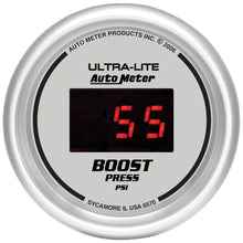 Load image into Gallery viewer, GAUGE; BOOST; 2 1/16in.; 60PSI; DIGITAL; SILVER DIAL W/RED LED - AutoMeter - 6570