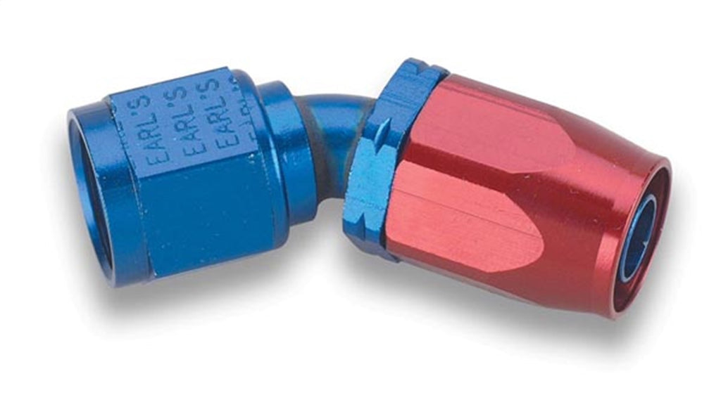 Swivel-Seal™ 45 Deg. AN Hose End, Fitting Size: -6AN Female, Hose End Size: -6AN, Anodized Red/Blue, Aluminum, Bagged Packaging, - Earl's Performance - 804606ERL