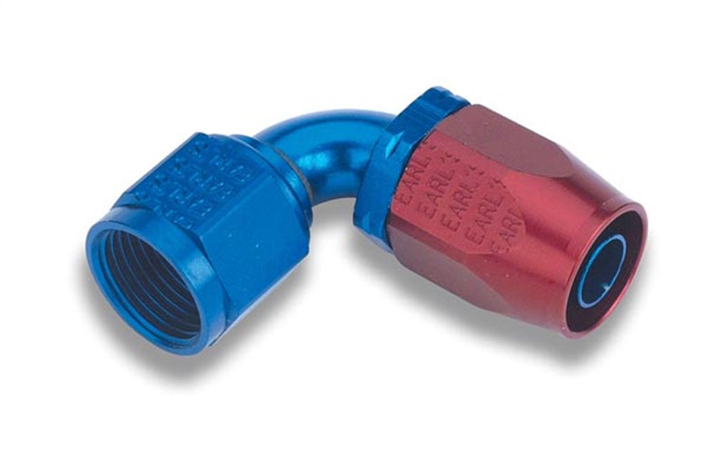 Swivel-Seal™ 90 Deg. AN Hose End, Fitting Size: -10AN Female, Hose End Size: -10AN, Anodized Red/Blue, Aluminum, Bagged Packaging, - Earl's Performance - 809110ERL