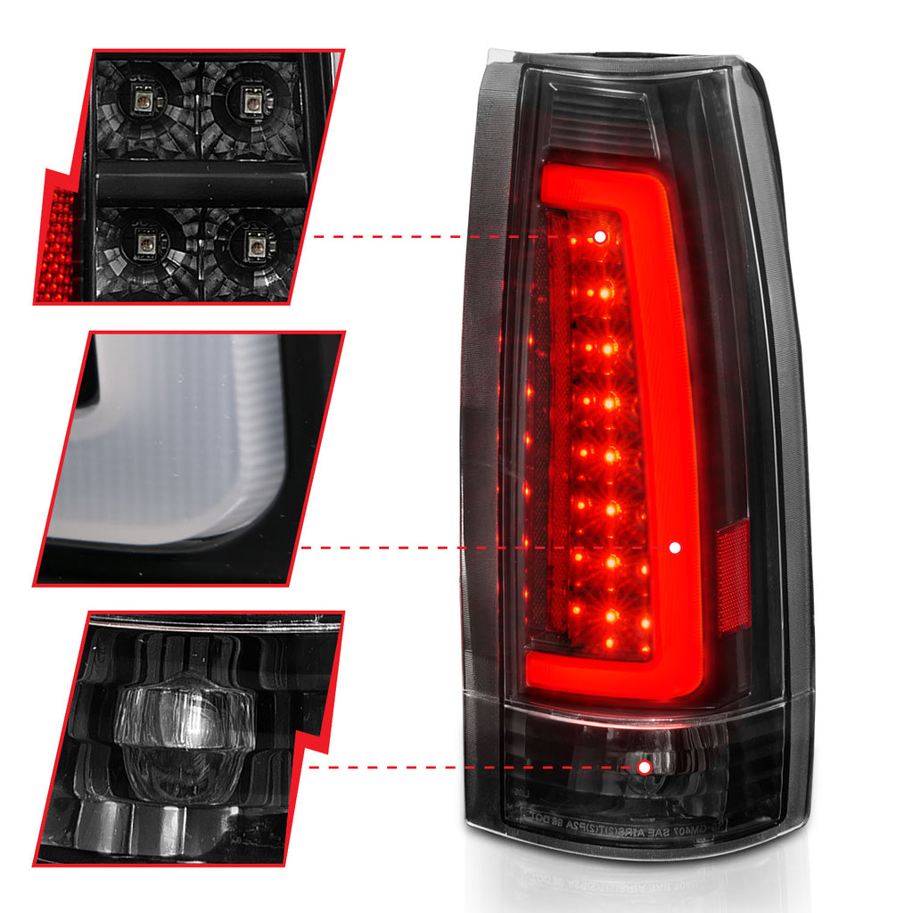 Tail Light Assembly; LED; Clear Lens; Black Housing; Pair; 1999
