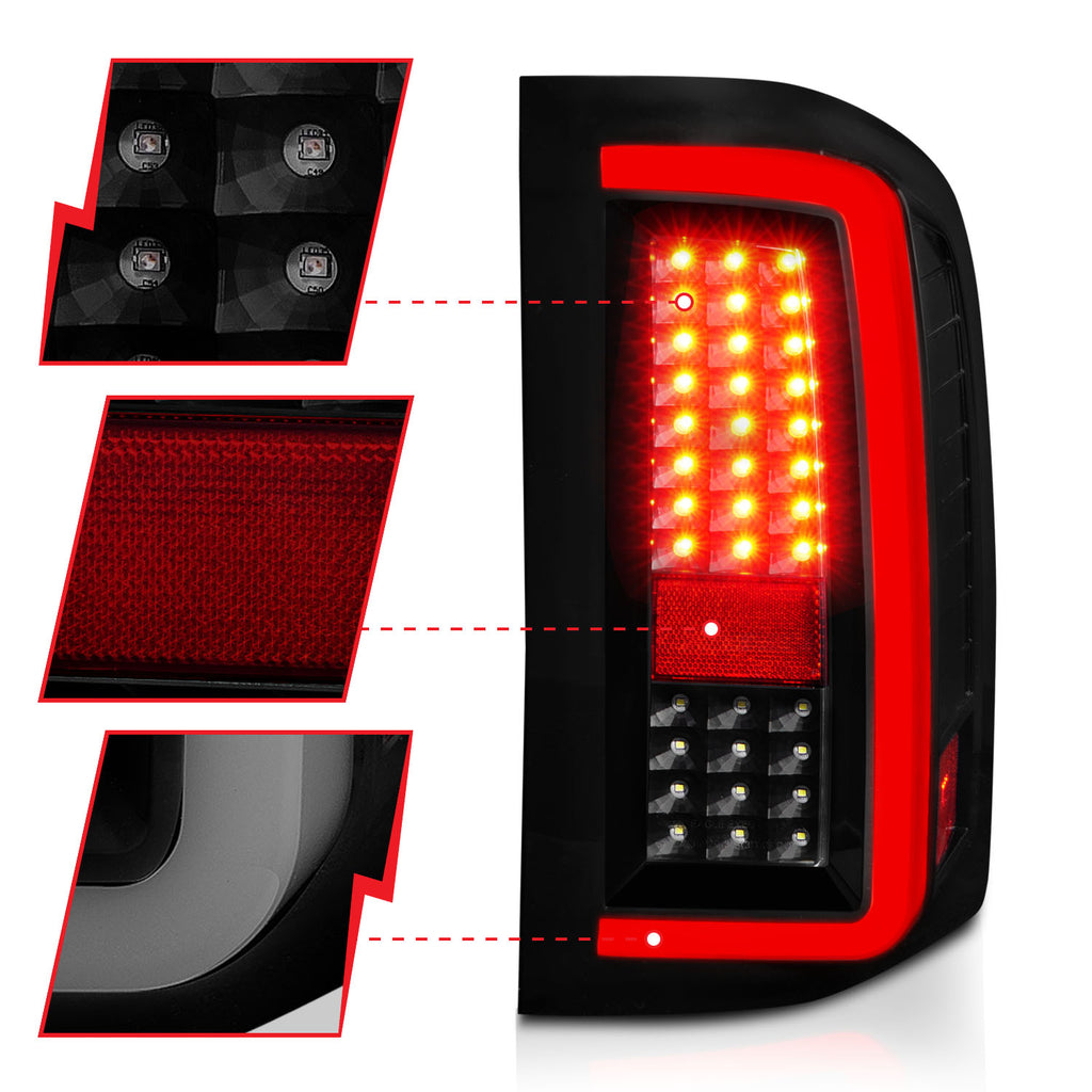 Tail Light Assembly; LED; Smoke Lens; Black Housing; w/Light Bar