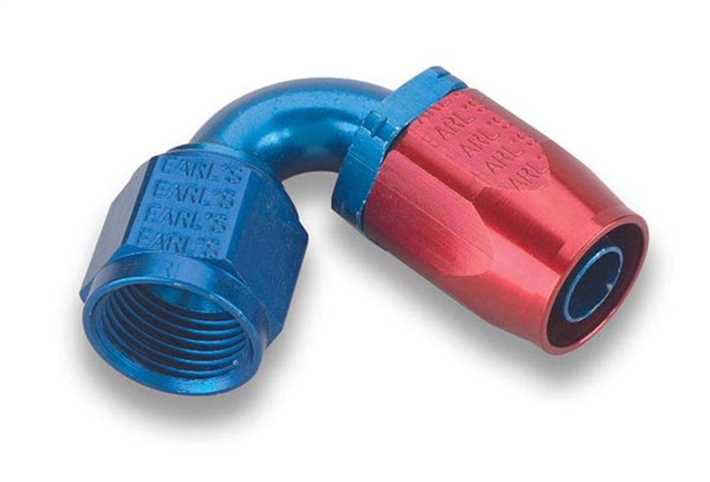 Swivel-Seal™ 120 Deg. AN Hose End, Fitting Size: -12AN Female, Hose End Size: -12AN, Anodized Red/Blue, Aluminum, Bagged Packaging, - Earl's Performance - 812012ERL