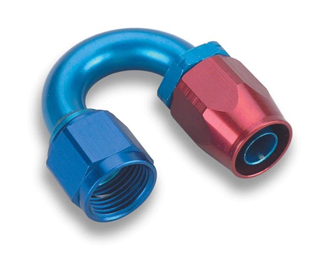 Swivel-Seal™ 180 Deg. AN Hose End, Fitting Size: -8AN Female, Hose End Size: -8AN, Anodized Red/Blue, Aluminum, Bagged Packaging, - Earl's Performance - 818008ERL