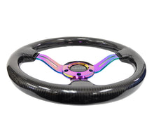 Load image into Gallery viewer, NRG Carbon Fiber Steering Wheel (350mm / 1.5in. Deep) Neochrome 3-Spoke Design w/Slit Cuts - NRG - ST-010MC-CF