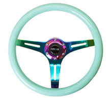 Load image into Gallery viewer, NRG Classic Wood Grain Steering Wheel (350mm) Minty Fresh Color w/Neochrome 3-Spoke Center - NRG - ST-015MC-MF