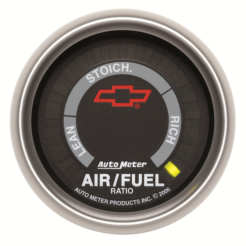 GAUGE; AIR/FUEL RATIO-NARROWBAND; 2 1/16in.; LEAN-RICH; LED ARRAY; CHEVY RED BOW - AutoMeter - 3675-00406