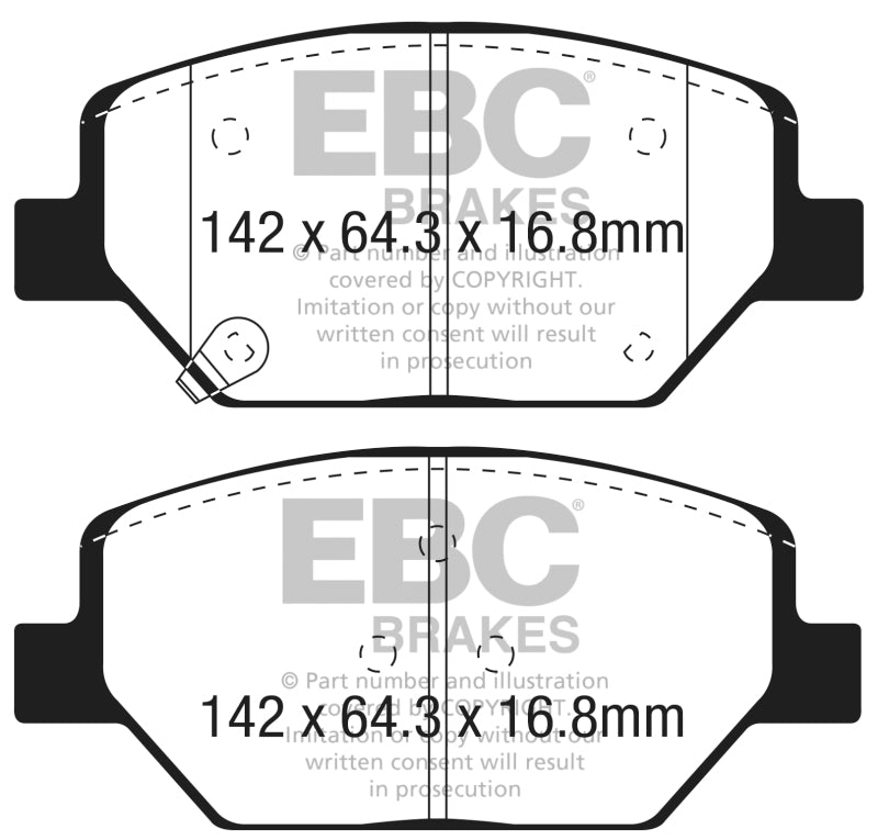Redstuff Ceramic Low Dust Brake Pads; FMSI Front Pad Design-D1886; 2016 Buick Envision - EBC - DP33065C
