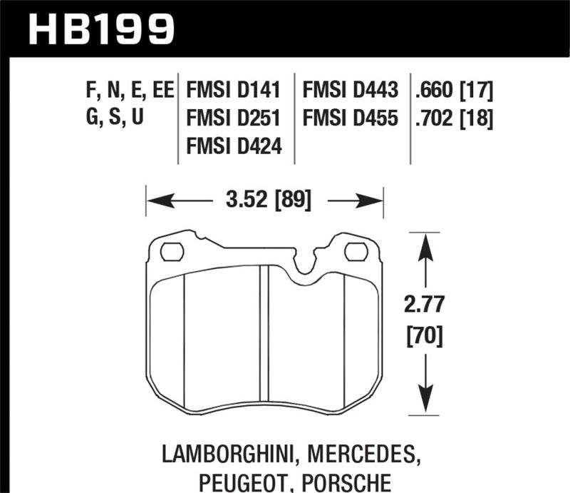 Disc Brake Pad Set ER-1 Disc Brake Pad, Front, 0.702 Thickness, -    - Hawk Performance - HB199D.702