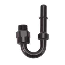 Load image into Gallery viewer, 8 ORB Male 180 Deg to 3/8 SAE Quick Disconnect Male Adapter Black Anodized - Russell - 644043