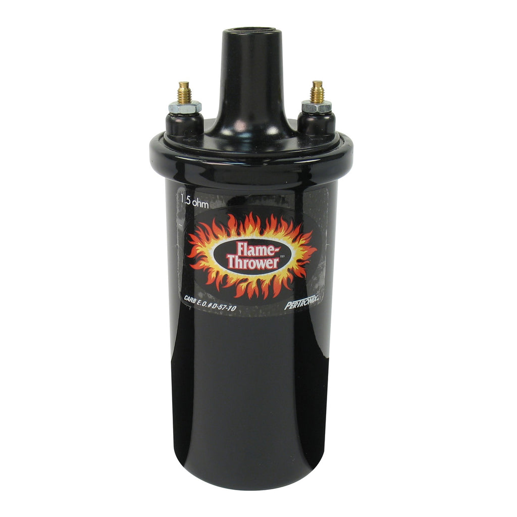 FLAME-THROWER COIL. 40,000-VOLT RATED WITH 1.5-OHMS OF RESISTANCE. BLACK OIL FILLED CANISTER STYLE. - Pertronix - 40011
